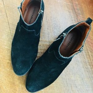 Lucky Brand black suede ankle boots